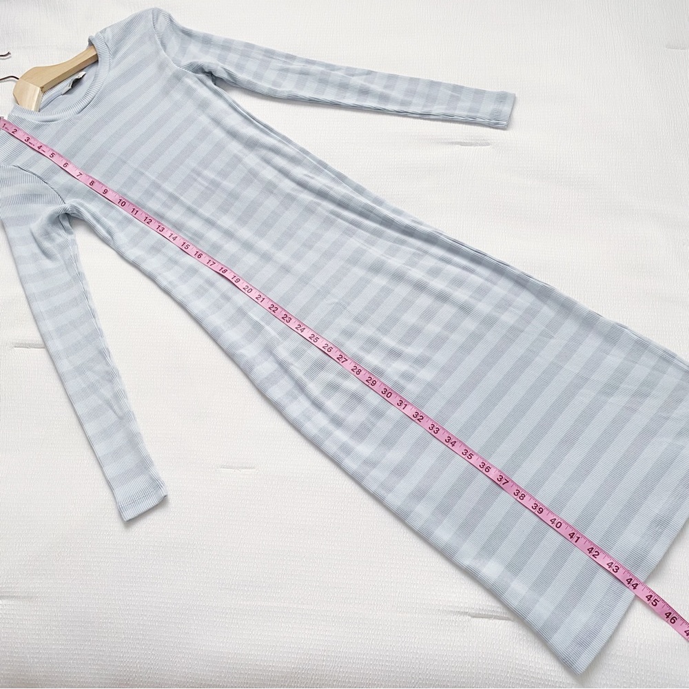Mads Nørgaard Copenhagen Pale Blue Stripe Long Sleeve Midi Dress - Picture 5 of 11